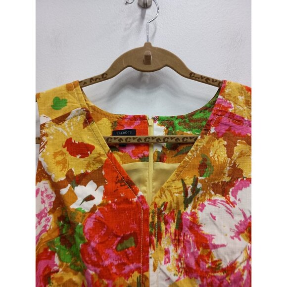 Talbots Womens Shift Dress Size 10 Multicolor Floral Cotton Sleeveless Preppy - Picture 2 of 10